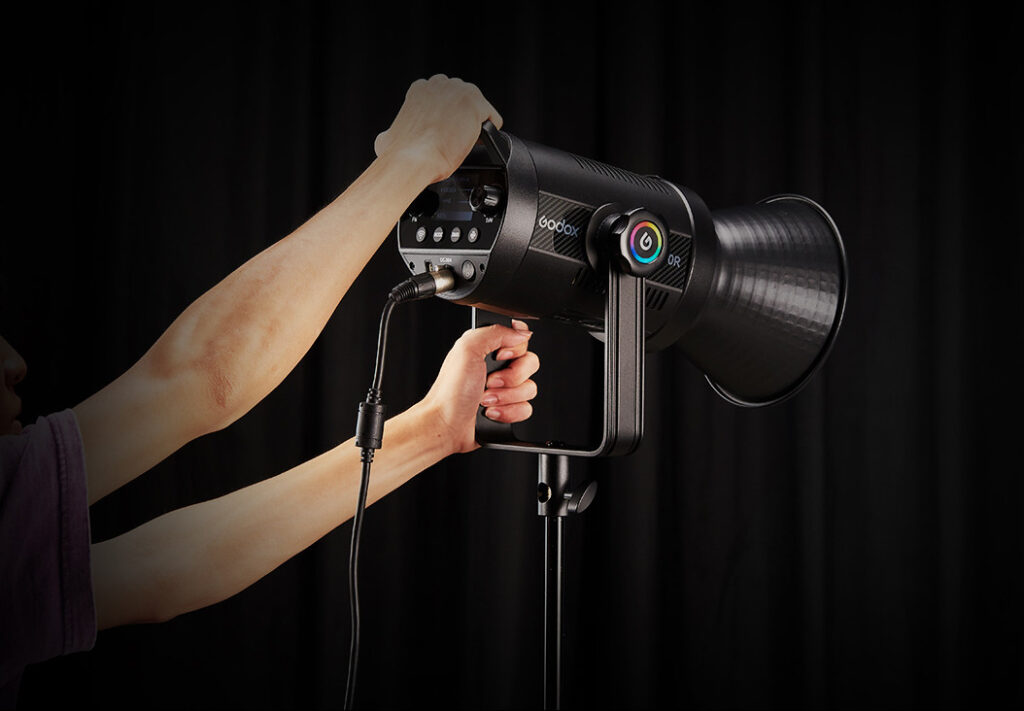 Godox SL150R SL300R RGB LED video light on a stand