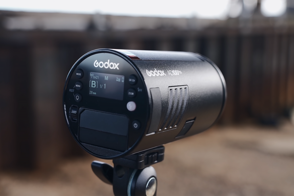 Godox AD100Pro pocket flash in outdoor photo shoot
