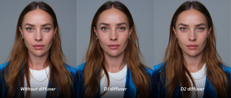 Godox D1 and D2 diffuser for parabolic reflector difference comparison in portrait photography