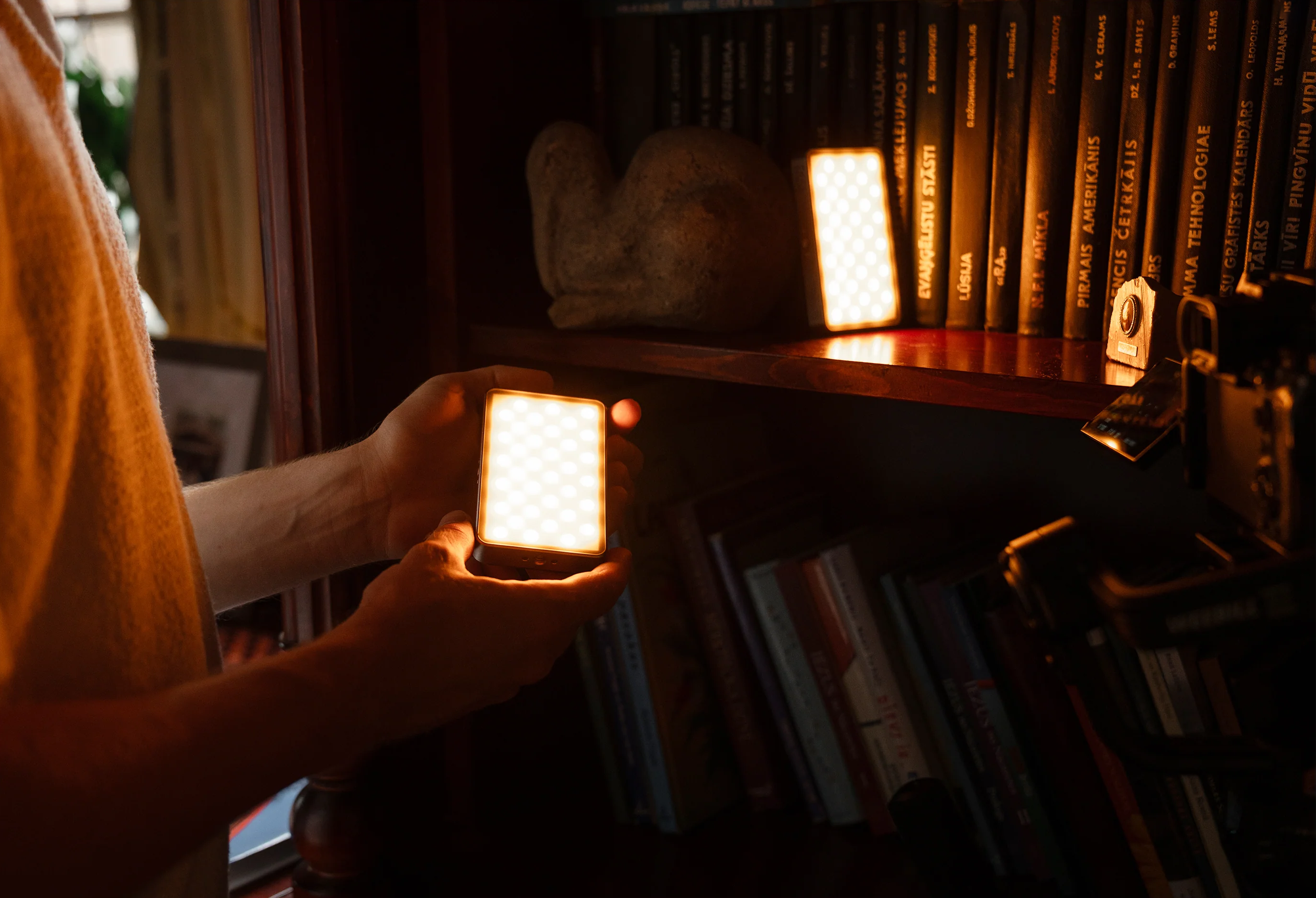 Viltrox Retro 08X 12X portable pocket RGB LED lights in use on set