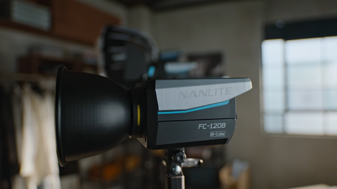 NANLITE FC-120B compact bi-color COB LED light in home studio