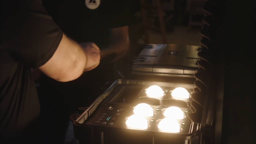 Astera LunaBulb RGB LED cine light bulb in PrepCase