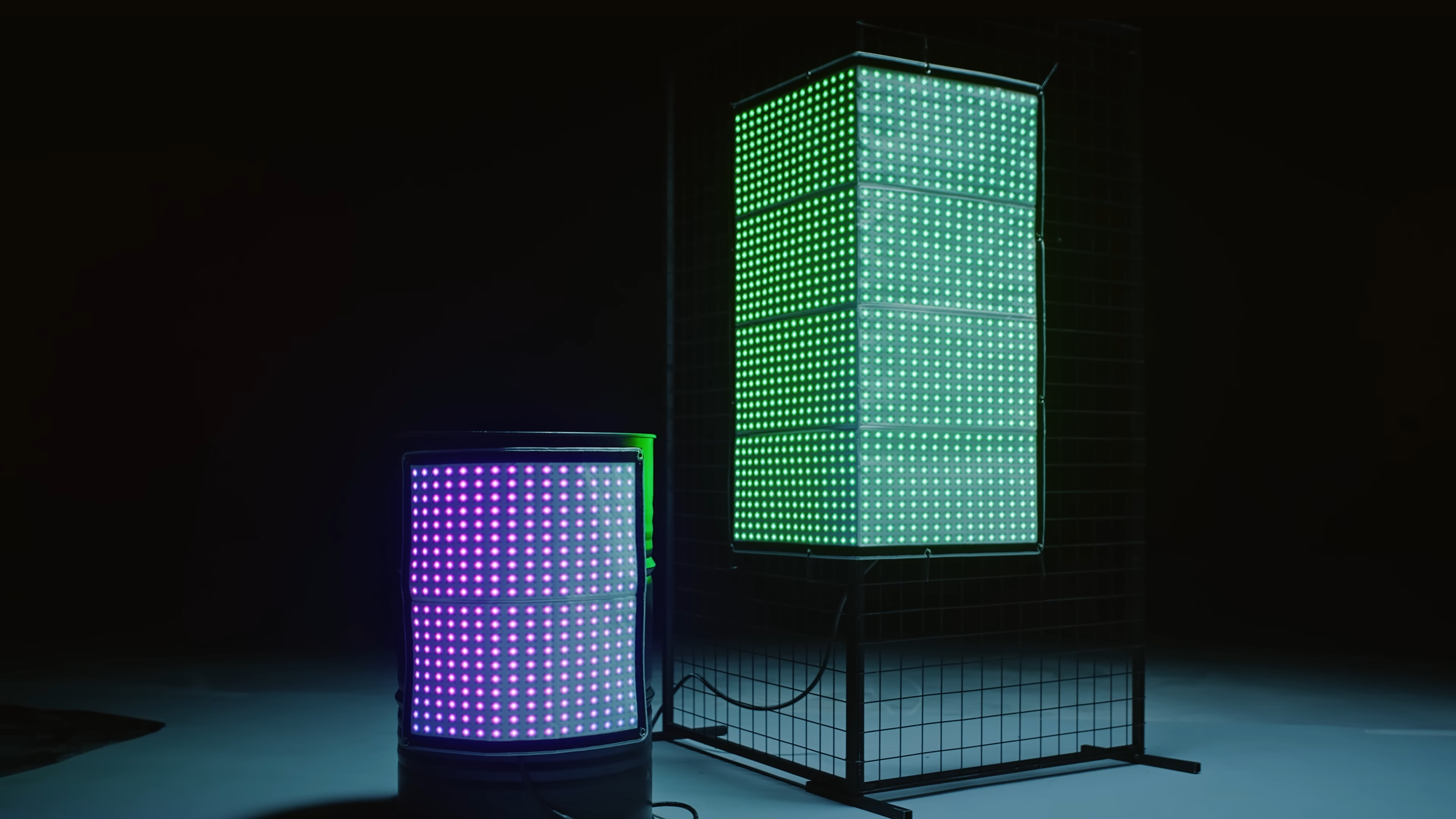 Godox KNOWLED F200R and F800R full color flexible RGB LED mat lights on set