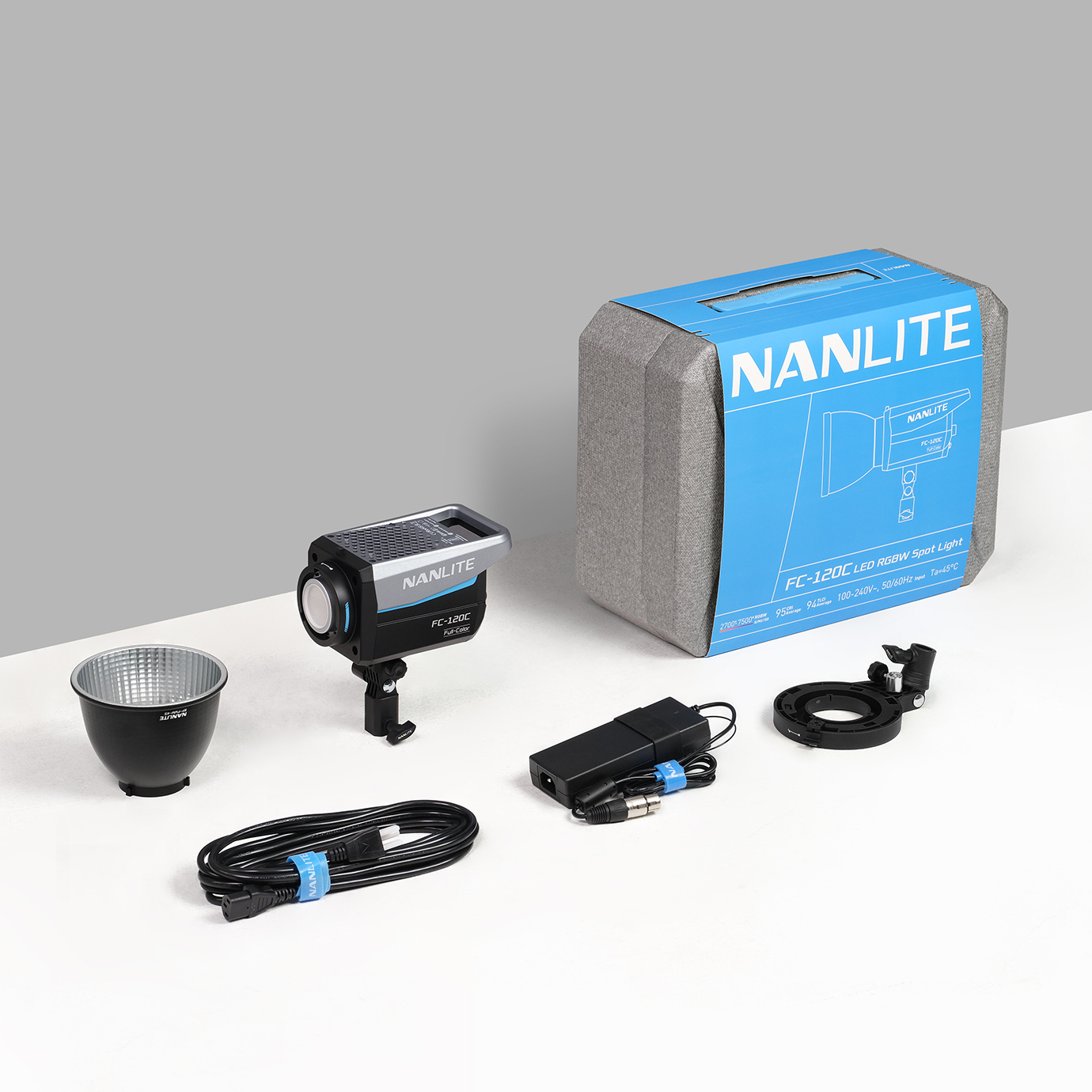 Nanlite FC-120C full color RGBW COB LED light what's included in the kit