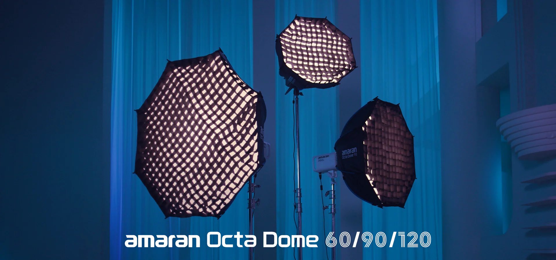 amaran octa dome octagonal softbox family  for bowens flash cob led 